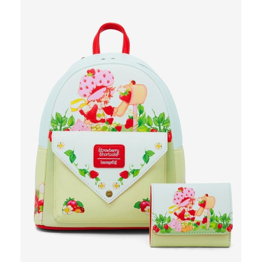 NEW! Loungefly Strawberry Shortcake‎ Mailbox Backpack & Matching Wallet SET